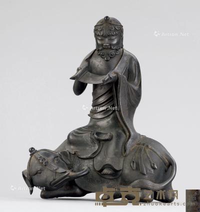  清代（1644-1911） 石叟款 铜错银普贤菩萨座像 长17.4cm；宽11.2cm；高21.4cm