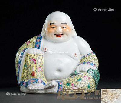  粉彩弥勒座像 高23cm