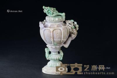  紫罗兰翡翠雕松鼠花卉纹香炉 高20.5cm