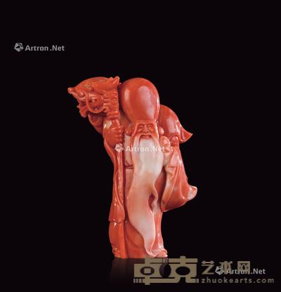  珊瑚雕寿星立像 高8.3cm；重130g