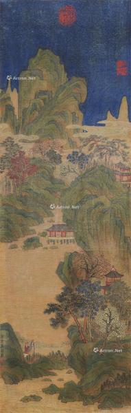  青绿山水 立轴 设色纸本