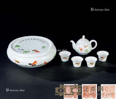  粉彩金玉满堂纹茶道具 （七件一组） 尺寸不一