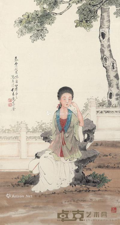  仕女 镜心 设色纸本 64×34cm