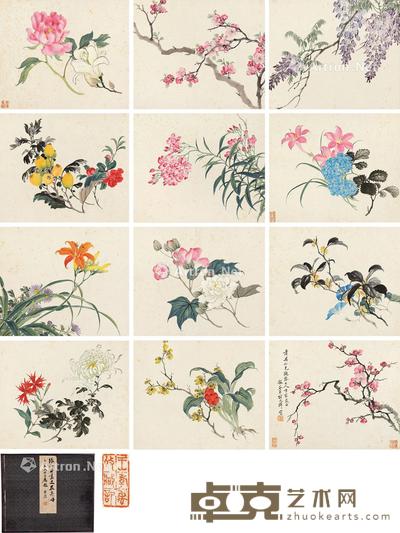  花卉 （十二帧） 册页 32×26cm×12