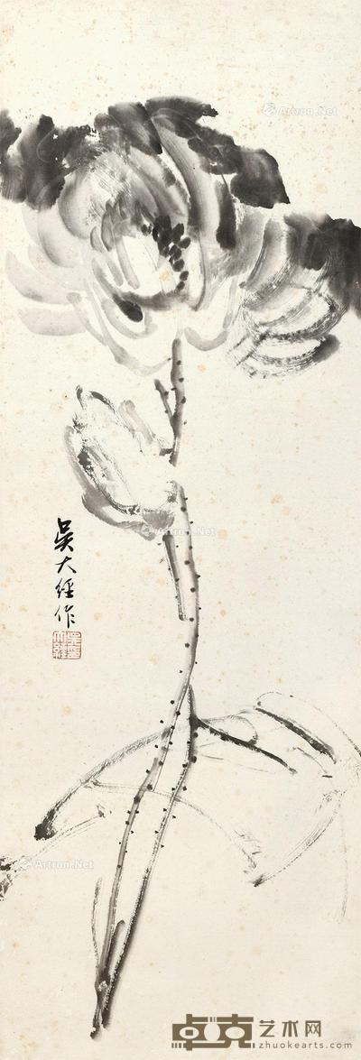  荷香溢清 镜心 设色纸本 80×27cm
