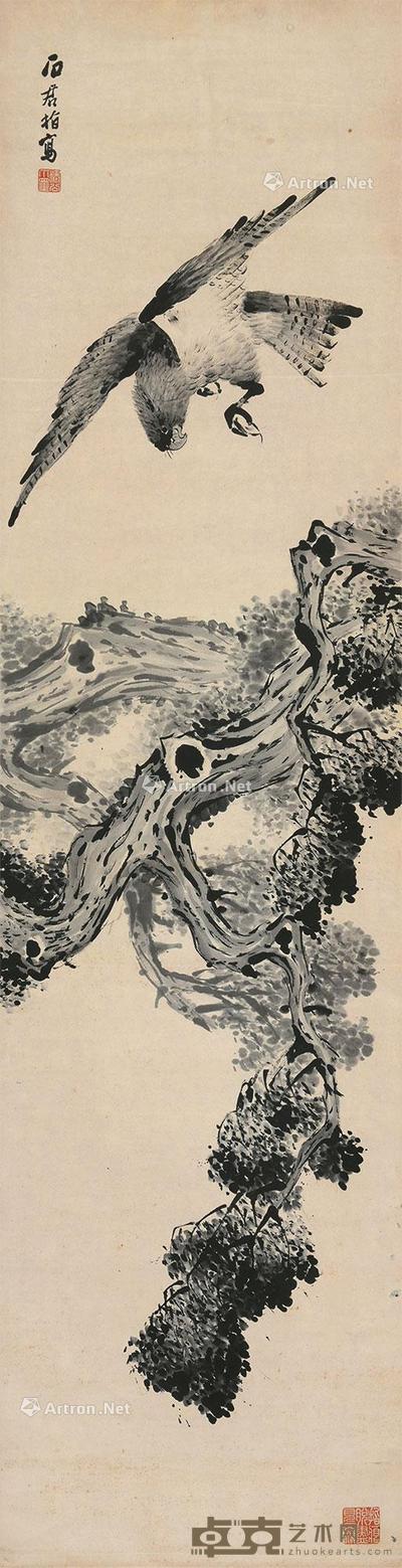  松鹰图 立轴 水墨纸本 180×46cm