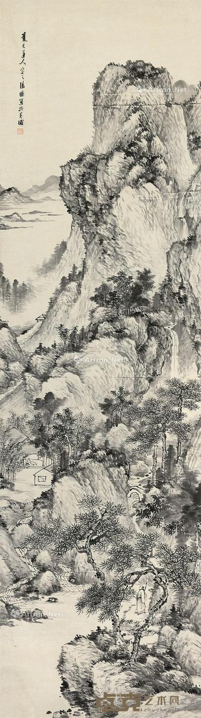  溪山云隐 立轴 水墨纸本 165×47cm