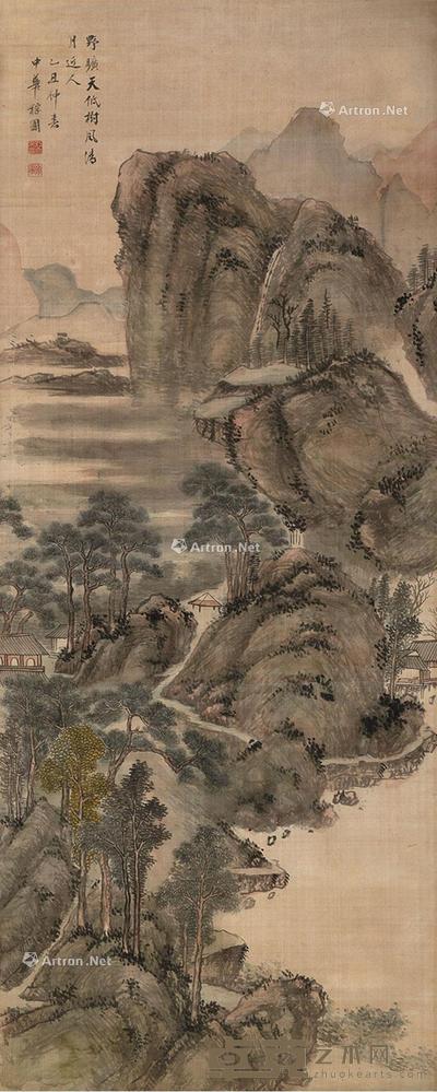  山水 立轴 设色绢本 142×57cm