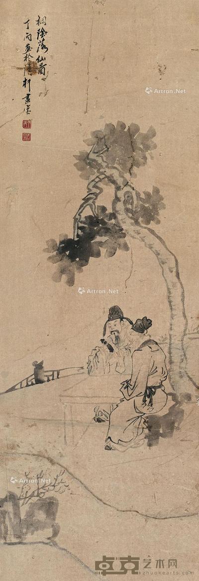  桐荫落仙 立轴 水墨纸本 79×27cm