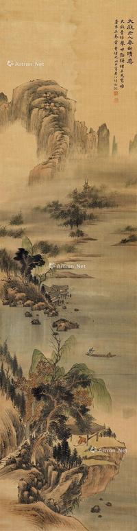  山水 立轴 设色绢本