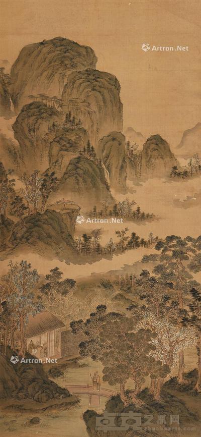  山水 立轴 设色绢本 119×55cm