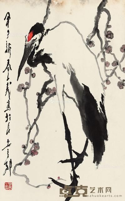  鹤寿 立轴 设色纸本 69×43cm