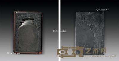 清代 云龙纹红木盒端砚 14.5×22×3cm