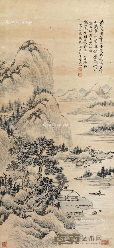  山水 立轴 设色纸本 81×37cm