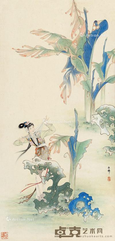  人物 立轴 设色纸本 66×32cm