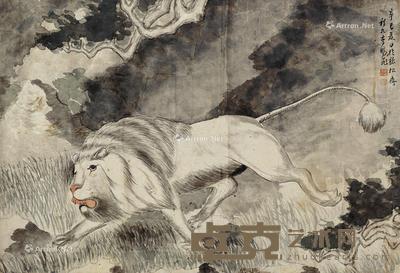 醒狮 镜心 水墨纸本 60×41cm