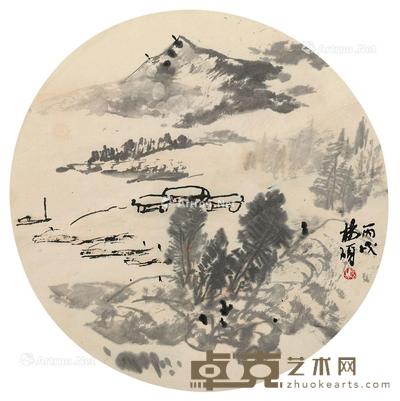  山水 镜心 设色纸本 直径33cm