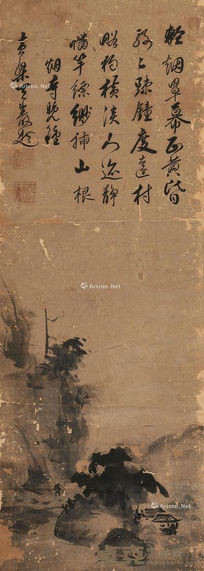  轻烟罩幕 立轴 水墨纸本 85×30cm
