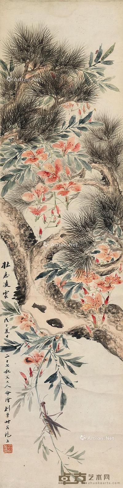  壮志凌云 立轴 设色纸本 103×27cm