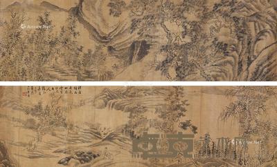  山水 手卷 水墨绢本 191×34cm
