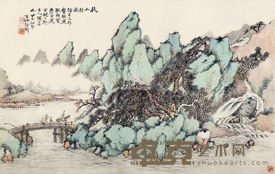  秋山行旅 镜心 设色纸本 69×44cm