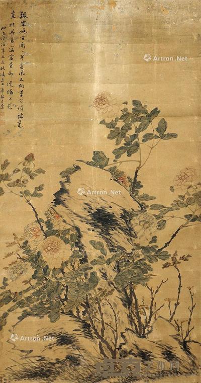 牡丹富贵 镜片 纸本 160×80cm