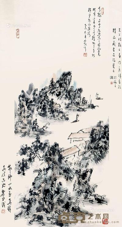  山水 立轴 纸本 96×43cm