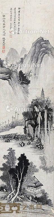  山水 立轴 纸本 135×34cm