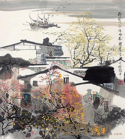  秋风 立轴 纸本 67×61cm