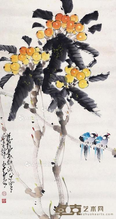 枇杷 镜片 纸本 97×49cm