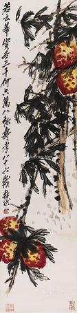  寿桃 立轴 纸本