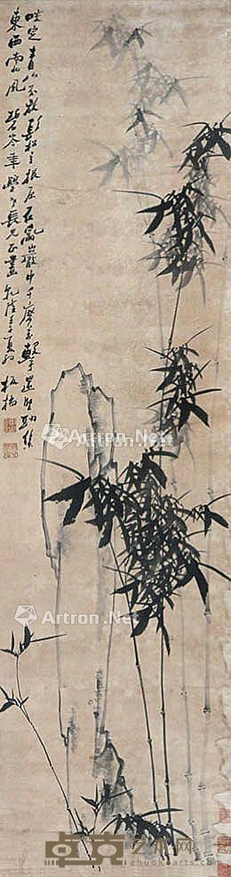 竹石 立轴 纸本 175×46cm