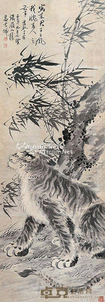  虎 立轴 纸本 134×47cm