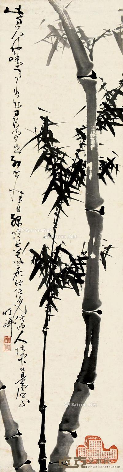 墨竹图 立轴 水墨纸本 174×45cm