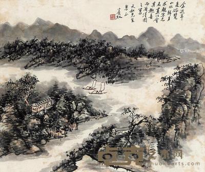 山水 立轴 纸本 46×56cm