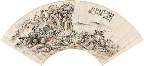  癸丑（1913）年作 拟古山水 镜心 扇面 设色纸本