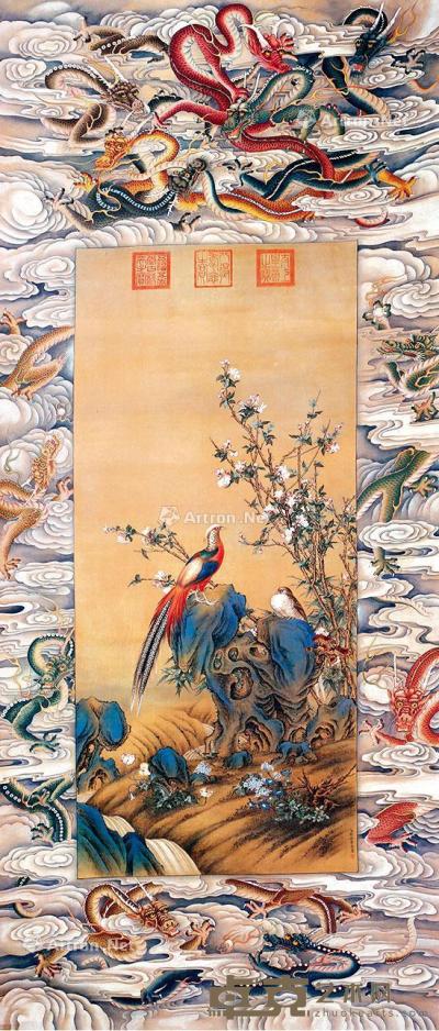 花鸟 立轴 绢本 216×89cm