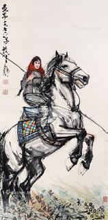  驯马图 立轴 纸本