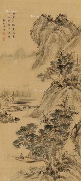  山水幽居图 立轴 设色绢本