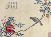  花鸟 镜片 绢本