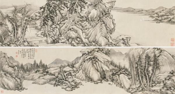  乙亥（1875）年作 山水幽居图 手卷  水墨纸本