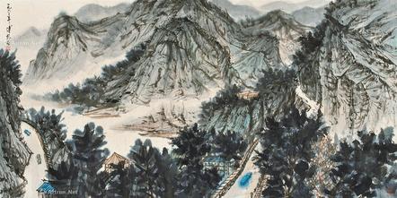  山路 镜心 设色纸本