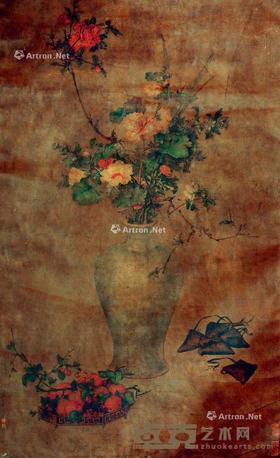 花卉 立轴 纸本 117×72cm