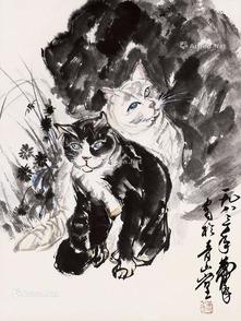  双猫 立轴 纸本