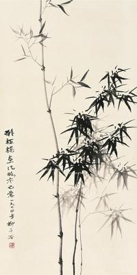  甲寅（1974）年作 节节高枝 立轴 设色绢本