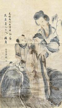  丙戌（1886）年作 人物 立轴 设色纸本