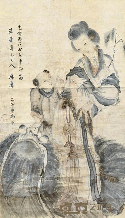 丙戌(1886)年作 人物 立轴 设色纸本 159×92cm
