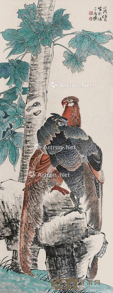 花鸟 立轴 纸本 138×53cm
