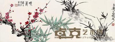  花卉 镜片 纸本 34×92cm