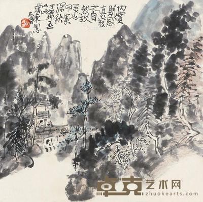  山水 立轴 纸本 34×34cm